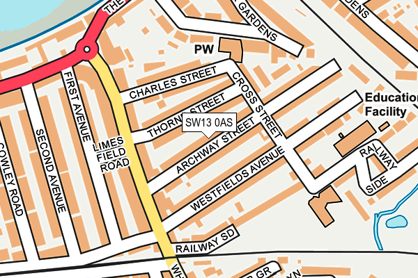 SW13 0AS map - OS OpenMap – Local (Ordnance Survey)