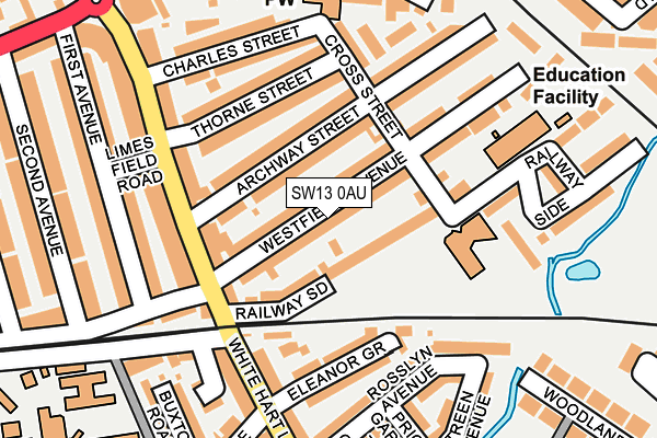 SW13 0AU map - OS OpenMap – Local (Ordnance Survey)