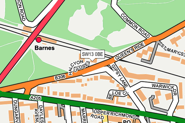 SW13 0BE map - OS OpenMap – Local (Ordnance Survey)
