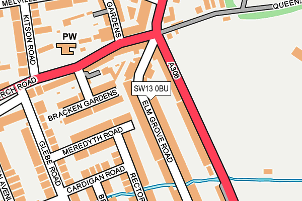 SW13 0BU map - OS OpenMap – Local (Ordnance Survey)