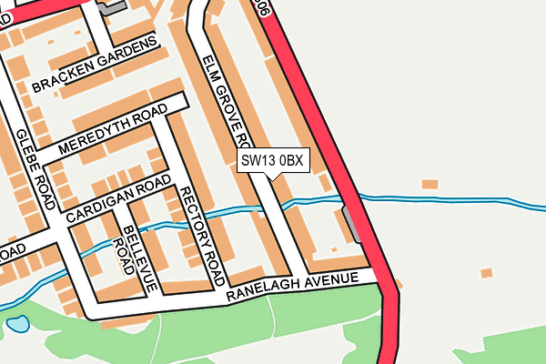 SW13 0BX map - OS OpenMap – Local (Ordnance Survey)