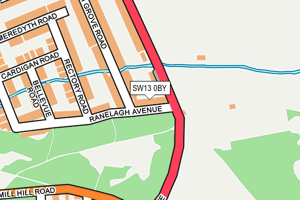 SW13 0BY map - OS OpenMap – Local (Ordnance Survey)