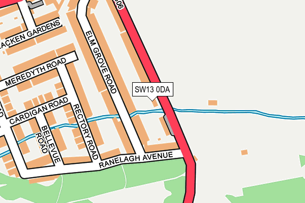 SW13 0DA map - OS OpenMap – Local (Ordnance Survey)