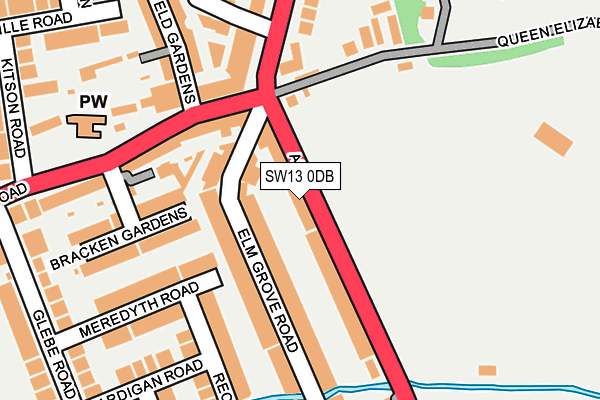SW13 0DB map - OS OpenMap – Local (Ordnance Survey)