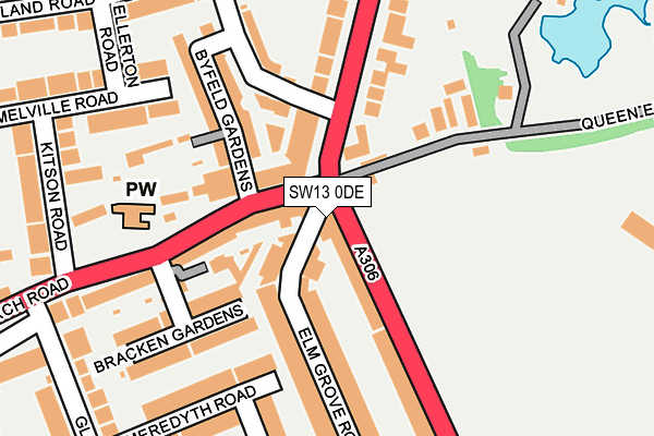 SW13 0DE map - OS OpenMap – Local (Ordnance Survey)