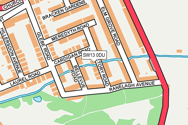 SW13 0DU map - OS OpenMap – Local (Ordnance Survey)