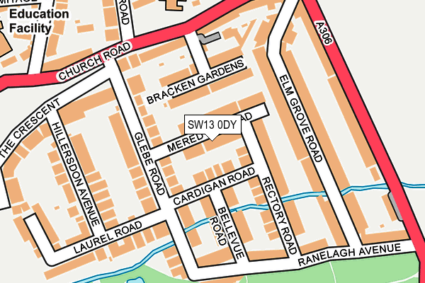 SW13 0DY map - OS OpenMap – Local (Ordnance Survey)