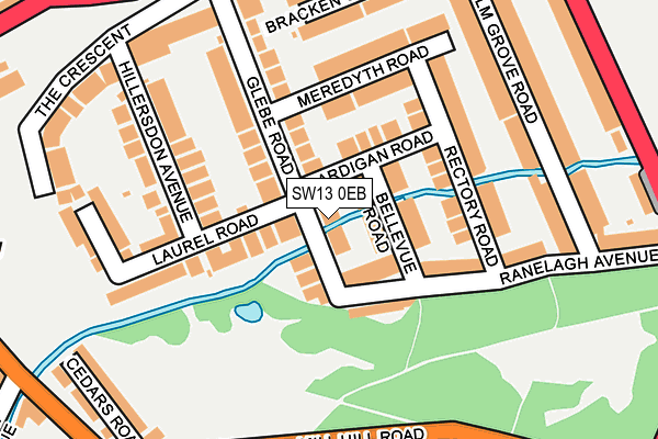 SW13 0EB map - OS OpenMap – Local (Ordnance Survey)