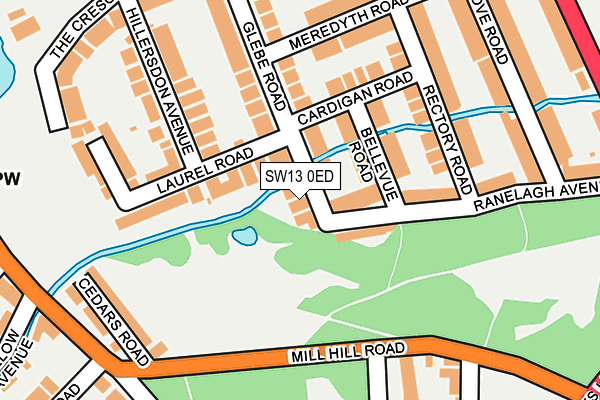 SW13 0ED map - OS OpenMap – Local (Ordnance Survey)