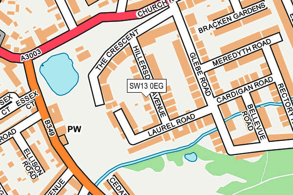 SW13 0EG map - OS OpenMap – Local (Ordnance Survey)