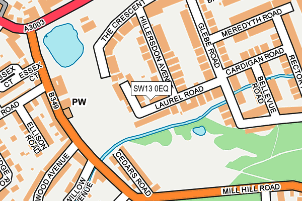 SW13 0EQ map - OS OpenMap – Local (Ordnance Survey)