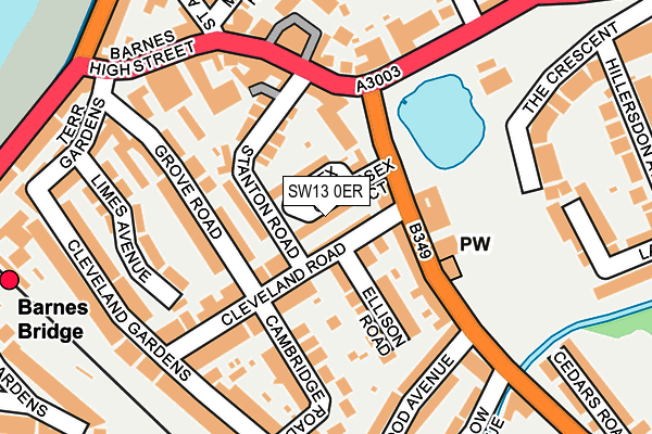 SW13 0ER map - OS OpenMap – Local (Ordnance Survey)