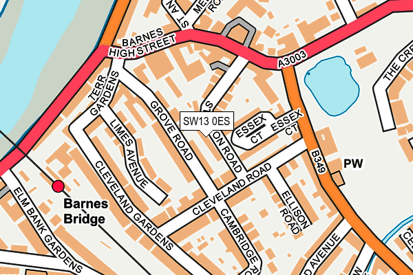 SW13 0ES map - OS OpenMap – Local (Ordnance Survey)