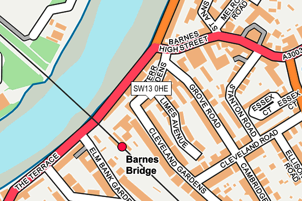 SW13 0HE map - OS OpenMap – Local (Ordnance Survey)