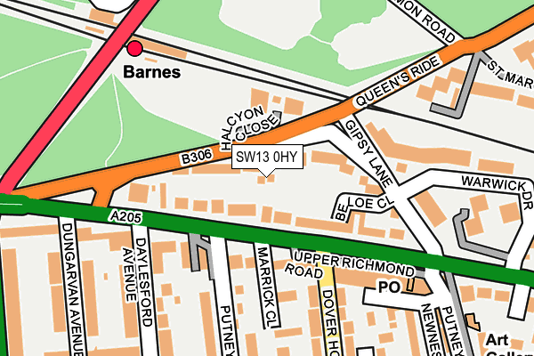 SW13 0HY map - OS OpenMap – Local (Ordnance Survey)