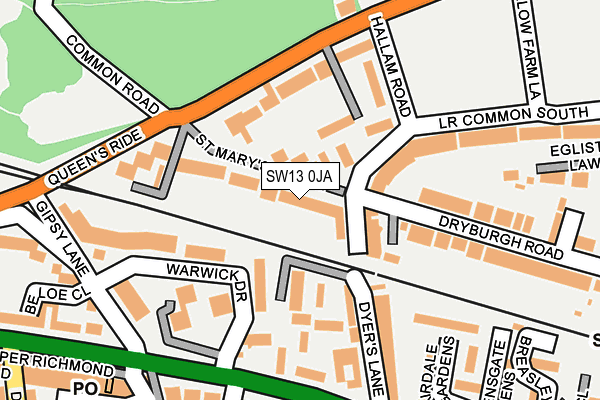 SW13 0JA map - OS OpenMap – Local (Ordnance Survey)