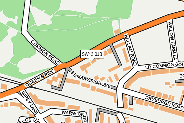 SW13 0JB map - OS OpenMap – Local (Ordnance Survey)