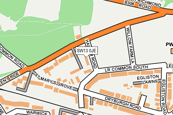 SW13 0JE map - OS OpenMap – Local (Ordnance Survey)