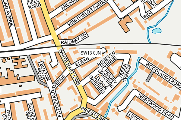 SW13 0JN map - OS OpenMap – Local (Ordnance Survey)