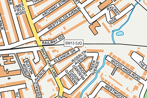 SW13 0JQ map - OS OpenMap – Local (Ordnance Survey)