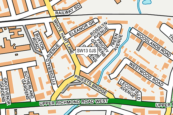 SW13 0JS map - OS OpenMap – Local (Ordnance Survey)