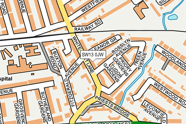 SW13 0JW map - OS OpenMap – Local (Ordnance Survey)