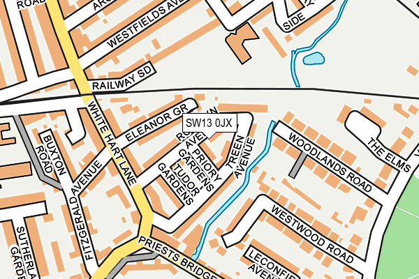 SW13 0JX map - OS OpenMap – Local (Ordnance Survey)