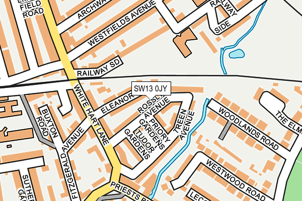 SW13 0JY map - OS OpenMap – Local (Ordnance Survey)