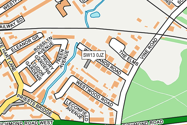 SW13 0JZ map - OS OpenMap – Local (Ordnance Survey)