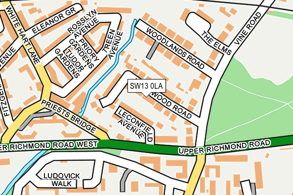 SW13 0LA map - OS OpenMap – Local (Ordnance Survey)