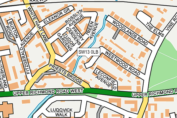 SW13 0LB map - OS OpenMap – Local (Ordnance Survey)