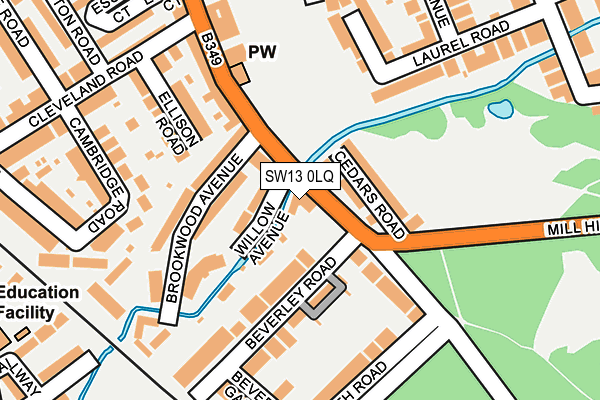 SW13 0LQ map - OS OpenMap – Local (Ordnance Survey)