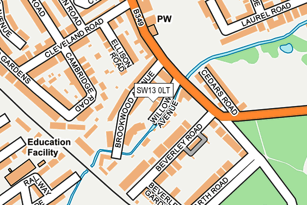 SW13 0LT map - OS OpenMap – Local (Ordnance Survey)