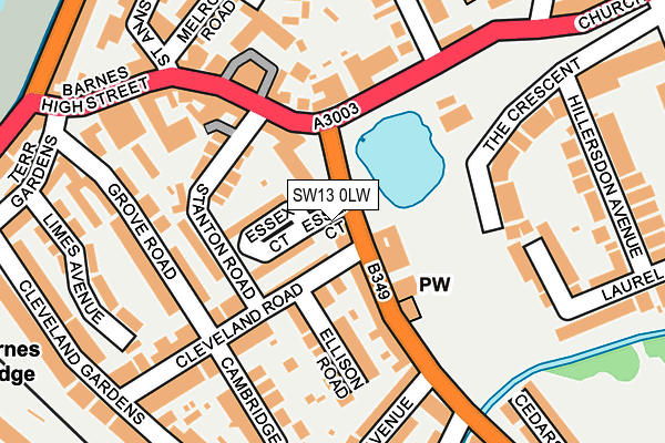 SW13 0LW map - OS OpenMap – Local (Ordnance Survey)