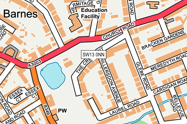 SW13 0NN map - OS OpenMap – Local (Ordnance Survey)