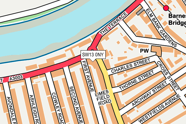 SW13 0NY map - OS OpenMap – Local (Ordnance Survey)
