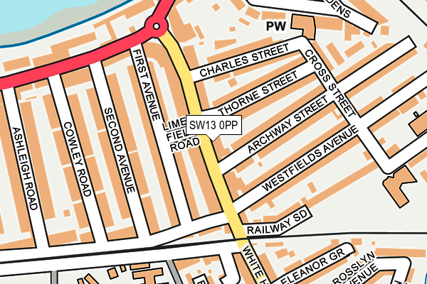 SW13 0PP map - OS OpenMap – Local (Ordnance Survey)