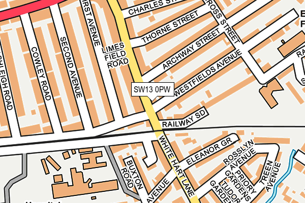 SW13 0PW map - OS OpenMap – Local (Ordnance Survey)