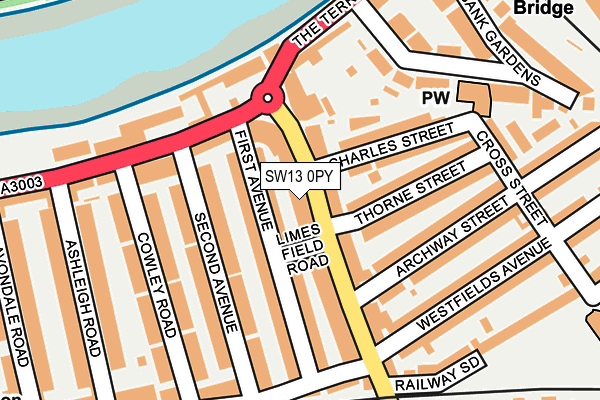SW13 0PY map - OS OpenMap – Local (Ordnance Survey)