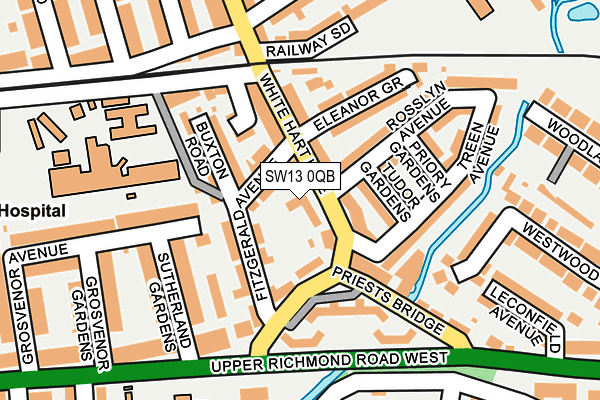 SW13 0QB map - OS OpenMap – Local (Ordnance Survey)
