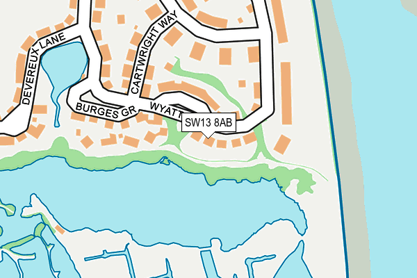 SW13 8AB map - OS OpenMap – Local (Ordnance Survey)