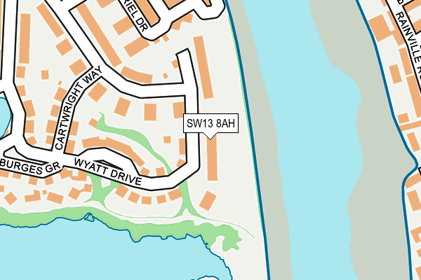 SW13 8AH map - OS OpenMap – Local (Ordnance Survey)