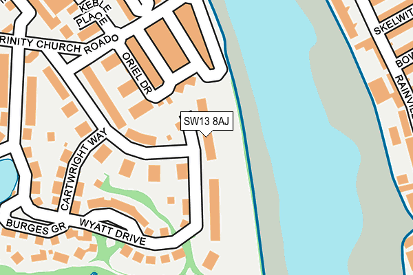 SW13 8AJ map - OS OpenMap – Local (Ordnance Survey)
