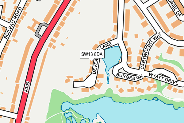 SW13 8DA map - OS OpenMap – Local (Ordnance Survey)