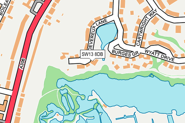 SW13 8DB map - OS OpenMap – Local (Ordnance Survey)