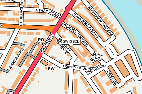 SW13 8DL map - OS OpenMap – Local (Ordnance Survey)