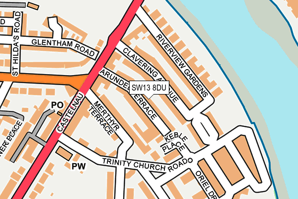 SW13 8DU map - OS OpenMap – Local (Ordnance Survey)