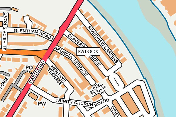 SW13 8DX map - OS OpenMap – Local (Ordnance Survey)