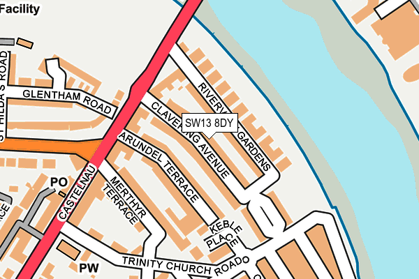 SW13 8DY map - OS OpenMap – Local (Ordnance Survey)