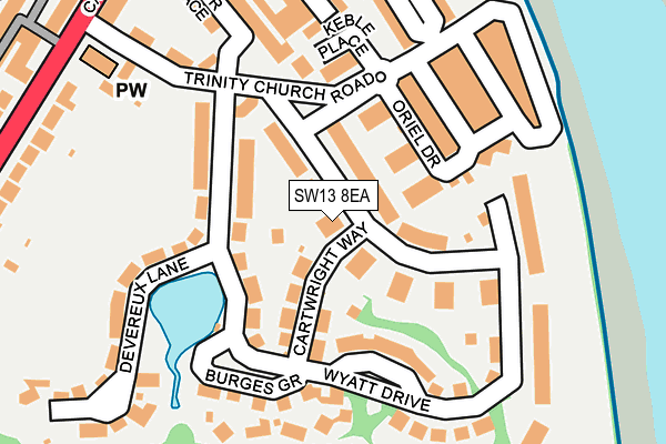SW13 8EA map - OS OpenMap – Local (Ordnance Survey)